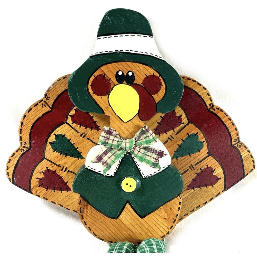 Wooden Thanksgiving Turkey Folk Art Decor Dangling Legs 14” Tall - Picture 5 of 8
